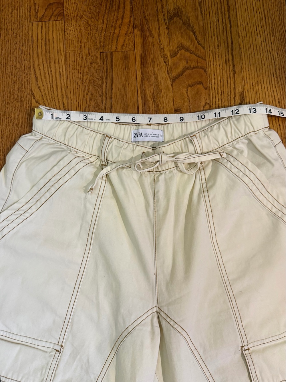 Zara Bone Utility Cargo Pants ~ Wide Leg - Picture 9 of 13